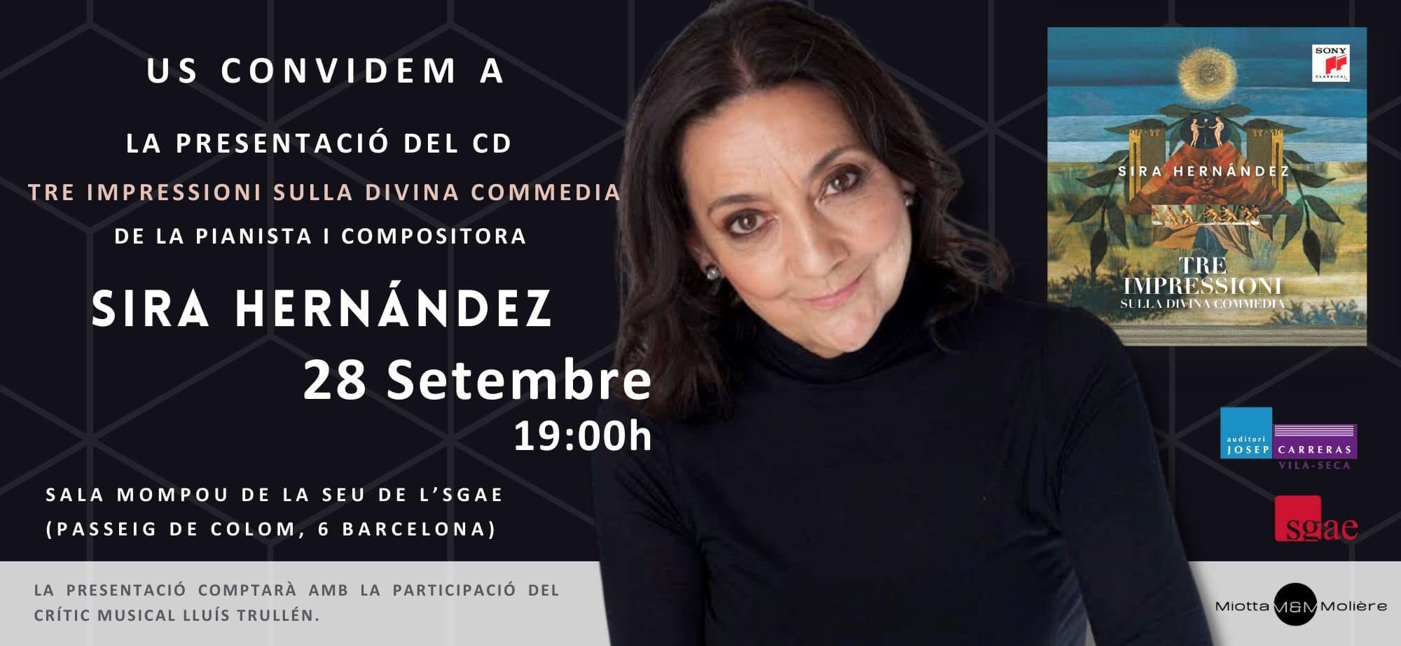 Presentación del CD «Tre Impressioni Sulla Divina Commedia» de Sira Hernández en Barcelona